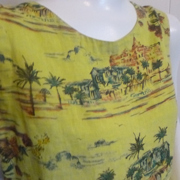 CUT*LOOSE LINEN SLEEVELESS SHELL TOP sz-L TROPICAL COLOR - Picture 8 of 12
